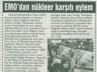 EMO`DAN NÜKLEER KARŞITI EYLEM(OLAY GAZETESİ-15.04.2011)