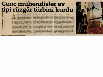 GENÇ MÜHENDİSLER EV TİPİ RÜZGÂR TÜRBİNİ KURDU (ZAMAN ANKARA, 16.04.2011)