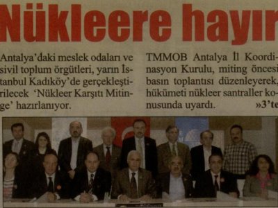 NÜKLEERE HAYIR (CUMHURİYET ANTALYA AKDENİZ-23.04.2011)
