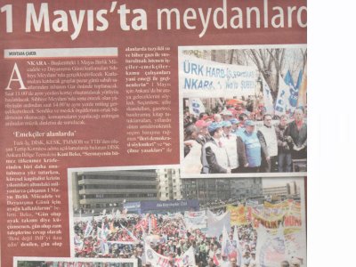 1 MAYIS’TA MEYDANLARDAYIZ (CUMHURİYET ANKARA, 29.04.2011)