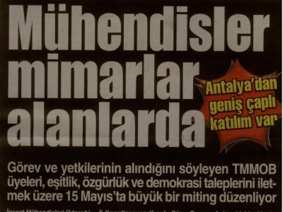 MÜHENDİSLER MİMARLAR ALANLARDA (CUMHURİYET ANTALYA AKDENİZ- 06.05.2011)