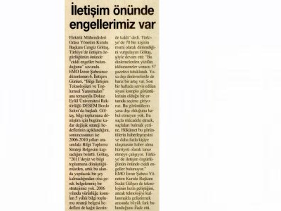 İLETİŞİM ÖNÜNDE ENGELLERİMİZ VAR-14.05.2011-GAZETEM EGE