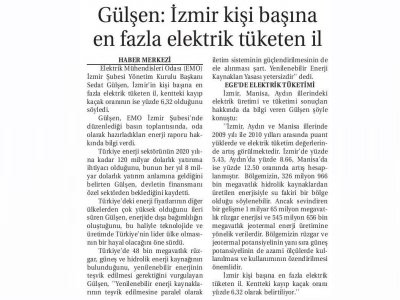 GÜLŞEN : İZMİR KİŞİ BAŞINA EN FAZLA ELEKTRİK TÜKETEN İL - 25.06.2011 - TİCARET