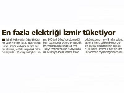 EN FAZLA ELEKTRİĞİ İZMİR TÜKETİYOR - 25.06.2011- YENİ ASIR