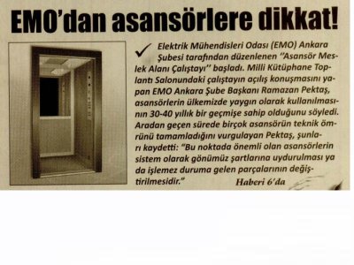 EMO`DAN ASANSÖRLERE DİKKAT! (KIRMIZI BEYAZ GAZETESİ, 12.09.2011)