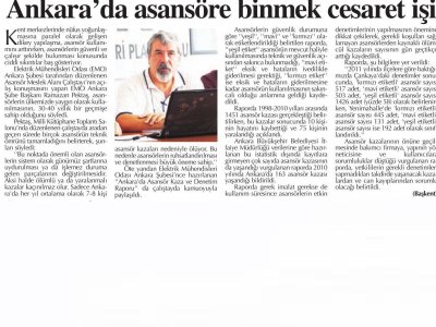 ANKARA`DA ASANSÖRE BİNMEK CESARET İŞİ(BAŞKENT GAZETESİ, 10.09.2011)