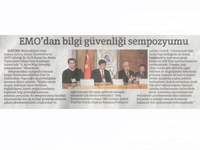 EMO’DAN BİLGİ GÜVENLİĞİ SEMPOZYUMU (WWW.HURRİYET.COM, 30.11.2011)