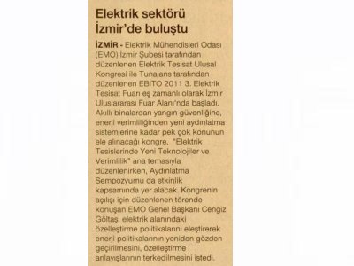ELEKTRİK SEKTÖRÜ İZMİR`DE BULUŞTU -25.11.2011- DÜNYA