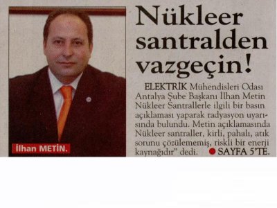 NÜKLEER SANTRALDEN VAZGEÇİN! (ANTALYA EKSPRES-13.03.2012)