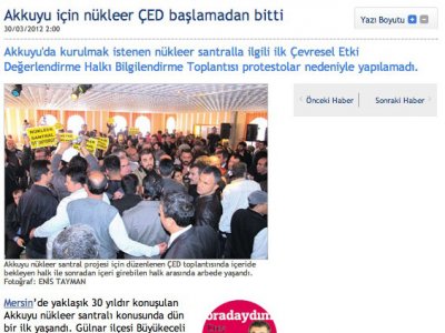 AKKUYU İÇİN NÜKLEER ÇED BAŞLAMADAN BİTTİ (30 MART 2012 - RADİKAL)
