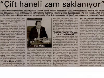 ÇİFT HANELİ ZAM SAKLANIYOR (ANTALYA SON HABER-03.04.2012)