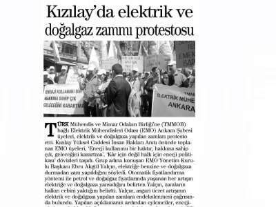 KIZILAY`DA ELEKTRİK VE DOĞALGAZ ZAMMI PROTESTOSU (İL GAZETESİ, 09.04.2012)