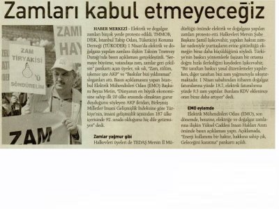 ZAMLARI KABUL ETMEYECEĞİZ (ÖZGÜR GÜNDEM,08.04.2012)