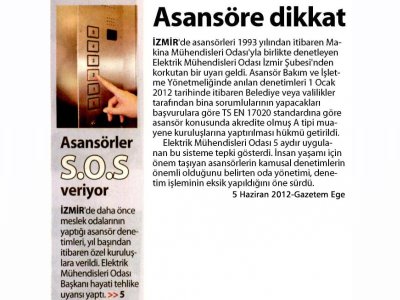 ASANSÖRE DİKKAT - 05.06.2012 - GAZETEM EGE