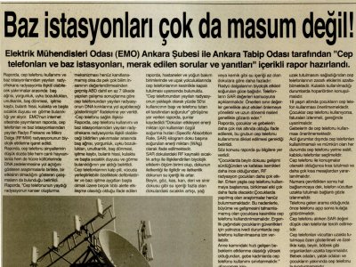 BAZ İSTASYONLARI ÇOK DA MASUM DEĞİL! (AYRINTILI HABER, 19.07.2012)