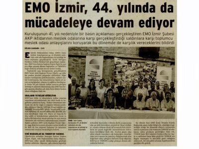 EMO İZMİR 44. YILINDA DA MÜCADELEYE DEVAM EDİYOR - 09.06.2012 - BİRGÜN