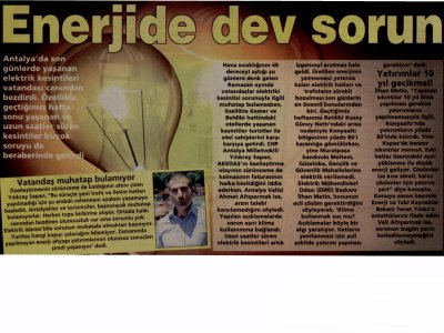 ENERJİDE DEV SORUN  (POSTA ANTALYA-29.07.2012)