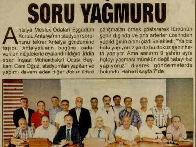 STADYUM SORUNUNA SORU YAĞMURU (AKDENİZ GÜNCEL-09.10.2012)