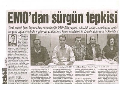 EMO`DAN SÜRGÜN TEPKİSİ-DEMOKRAT KOCAELİ