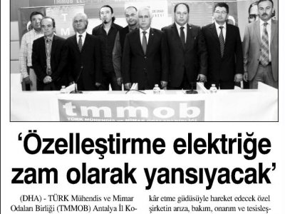 ‘ÖZELLEŞTİRME ELEKTRİĞE ZAM OLARAK YANSIYACAK‘ (İSTANBUL-02.11.2012)