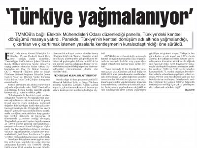 `TÜRKİYE YAĞMALANIYOR` (BAŞKENT GAZETESİ, 09.11.2012)