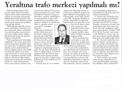 YERALTINA TRAFO MERKEZİ YAPILMALI MI (ANTALYA EKSPRES -10.11.2012)