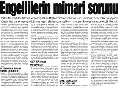 ENGELLİLERİN MİMARİ SORUNU (HİLAL-09.12.2012)