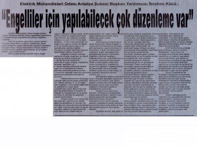 ENGELLİLER İÇİN YAPILABİLECEK ÇOK DÜZENLEME VAR (ANTALYA EKONOMİ-05.12.2012)