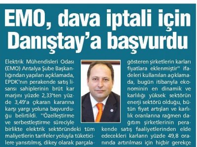 EMO, DAVA İPTALİ İÇİN DANIŞTAY‘A BAŞVURDU (ANTALYA GÜNDEM-26.12.2012)