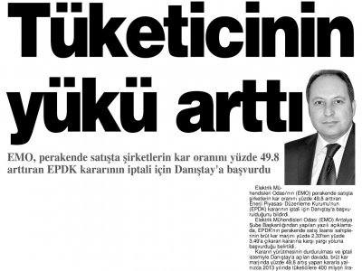 TÜKETİCİNİN YÜKÜ ARTTI  (İLERİ-26.12.2012)