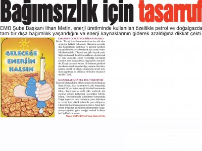 BAĞIMSIZLIK İÇİN TASARRUF (HİLAL-19.01.2013)