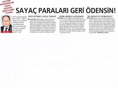 SAYAÇ PARALARI GERİ ÖDENSİN! (MİLLİYET AKDENİZ-16.05.2013)