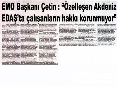 EMO BAŞKANI METİN  (ANTALYA EKONOMİ-28.05.2013)