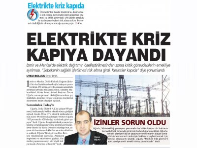 ELEKTRİKTE KRİZ KAPIYA DAYANDI - 09.05.2013 - MİLLİYET EGE
