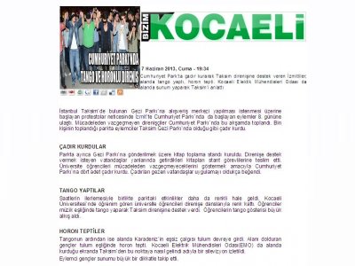 TAKSİM GEZİ PARKI DİRENİŞİNE DESTEK-BİZİM KOCAELİ