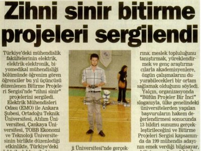 ZİHNİ SİNİR BİTİRME PROJELERİ SERGİLENDİ (POSTA ANKARA, 15.06.2013)