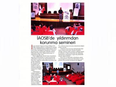 İAOSB`DE YILDIRMDAN KORUNMA SEMİNERİ - 01.07.2013 - AOSB DERGİ