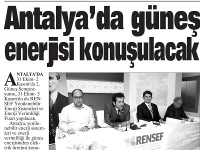 ANTALYA‘DA GÜNEŞ ENEIJSİ KONUŞULACAK (AKDENİZ İMECE- 29.10.2013)