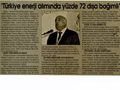 TÜRKİYE ENERJİ ALIMINDA YÜZDE 72 DIŞA BAĞIMLI‘ (İSTANBUL-  03.11.2013)