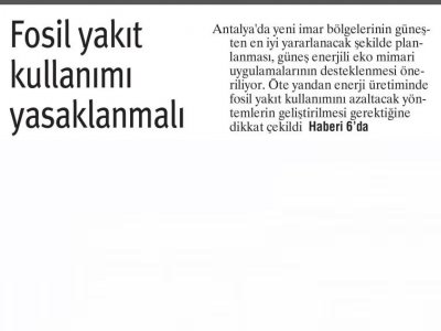 FOSİL YAKIT KULLANIMI YASAKLANMALI  (İLERİ-18.11.2013)