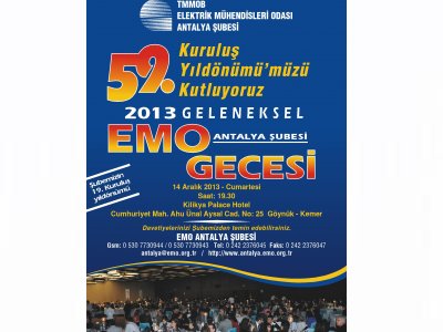 EMO ANTALYA ŞUBESİ 2013 YILI GELENEKSEL GECESİ
