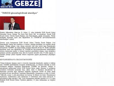 TMMOB İŞLEVSİZLEŞTİRİLMEK İSTENİLİYOR-GEBZE HABER