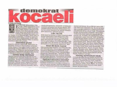 EMO SEÇİM STARTINI KOCAELİ`DE VERECEK-DEMOKRAT KOCAELİ