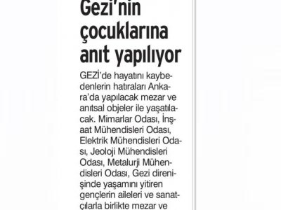 GEZİNİN ÇOCUKLARINA ANIT YAPILIYOR (GÜNLÜK EVRENSEL, 11.01.2014)