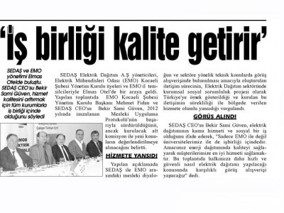 İŞ BİRLİĞİ KALİTE GETİRİR-SAKARYA YENİ HABER