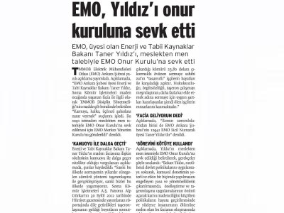 EMO, YILDIZI ONUR KURULUNA SEVK ETTİ (BİRGÜN, 19.05.2014)
