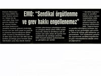 EMO: `SENDİKAL ÖRGÜTLENME VE  GREV HAKKI ENGELLENEMEZ`-ÖZGÜR KOCAELİ