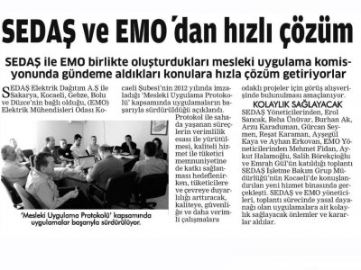 SEDAŞ VE EMO`DAN HIZLI ÇÖZÜM-DEMOKRAT KOCAELİ