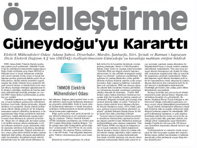 ÖZELLEŞTİRME GÜNEYDOĞU`YU KARARTTI