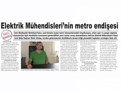 ELEKTRİK MÜHENDİSLERİNİN METRO ENDİŞESİ - 08.08.2014 -YENİ EKONOMİ